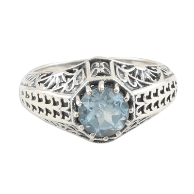 Sterling Silver and Faceted Blue Topaz Ring