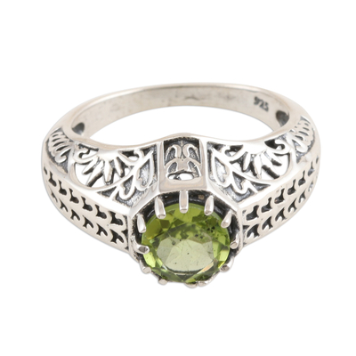 Handmade Sterling Silver Domed Ring with Faceted Peridot