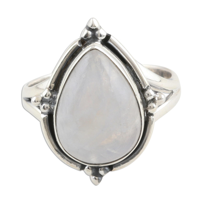 Rainbow Moonstone Sterling Silver Cocktail Ring