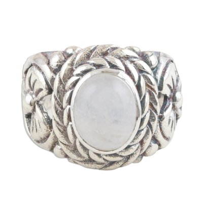 Sterling Silver and Rainbow Moonstone Cocktail Ring