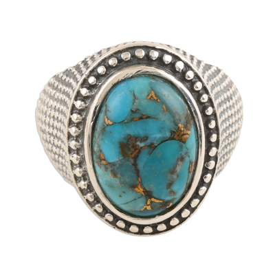 Sterling Silver and Reconstituted Turquoise Men