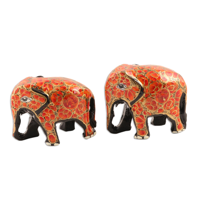 Hand Painted papier Mache Elephants (pair)