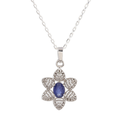 One Carat Blue Sapphire Necklace