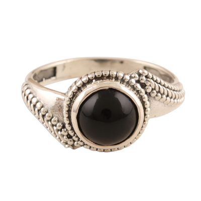 Black Onyx and Oxidized Sterling Silver Ring