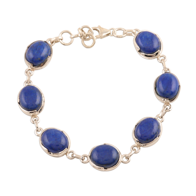 Sterling Silver and Lapis Lazuli Link Bracelet