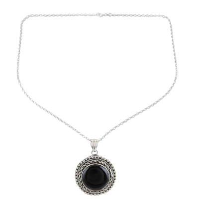 Black Onyx Pendant Necklace from India