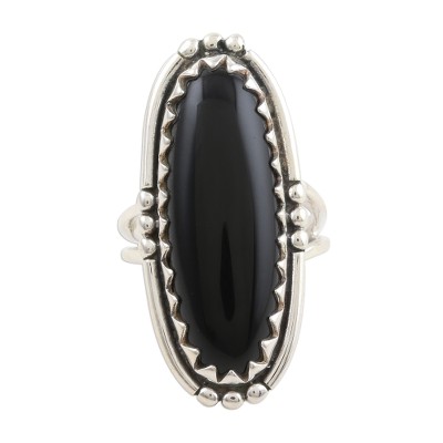 Oval Cabochon of Black Onyx Cocktail Ring