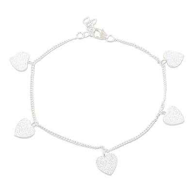 Handmade Sterling Silver Heart Charm Bracelet