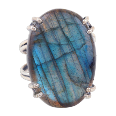 Labradorite and Sterling Silver Cocktail Ring