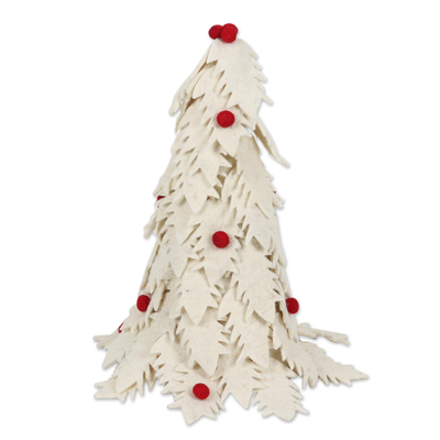 Hand Made Ivory Wool Christmas Tree Decoration