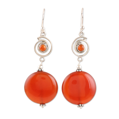 Hand Crafted Carnelian Dangle Earrings from India