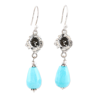 Artisan Crafted Blue Agate Dangle Earrings from India