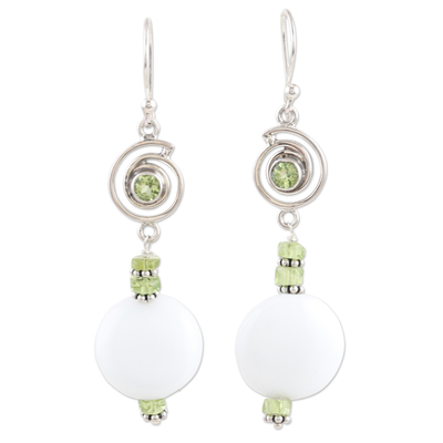 Handcrafted Agate and Peridot Dangle Earrings from India