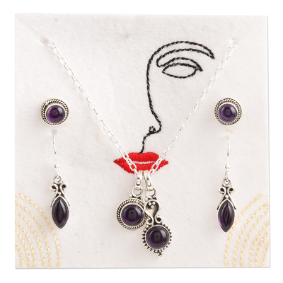 Handmade Amethyst and Sterling Silver Jewelry Set