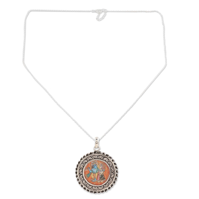 Sterling Silver Krishna and Radha Pendant Necklace