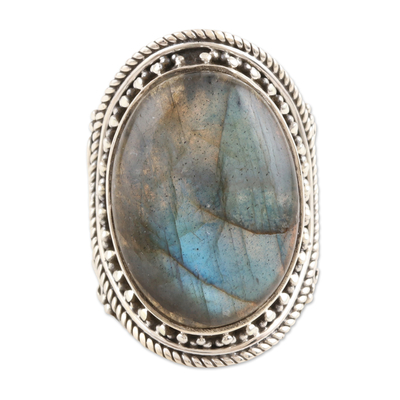 Hand Made Labradorite and Sterling Silver Cocktail Ring