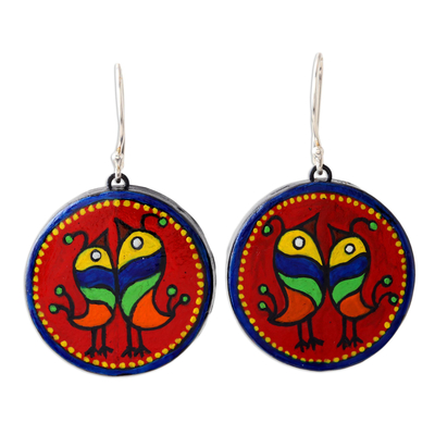 Hand Made Round Ceramic Dangle Earrings from India
