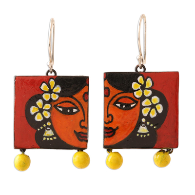 Hand Crafted Ceramic Dangle Earrings from India