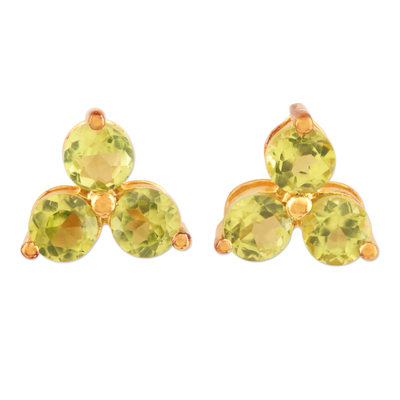 Gold-Plated Sterling Silver Peridot Stud Earrings from India