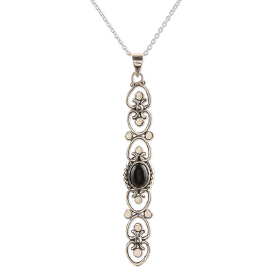 Sterling Silver and Black Onyx Pendant Necklace