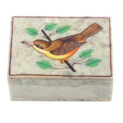Hand Painted Decorative Soapstone Bird Box