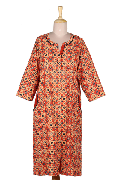 Hand Embroidered Cotton Knee-Length Dress