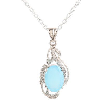 Chalcedony and Cubic Zirconia Pendant Necklace