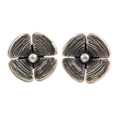 Handcrafted Sterling Silver Floral Stud Earrings