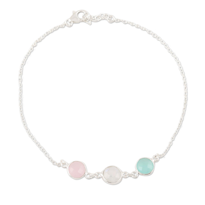 Chalcedony and Rose Quartz Anklet