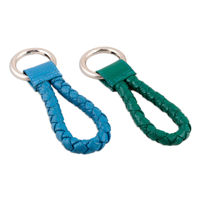 Braided Leather Key Fobs (Pair)
