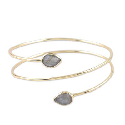 Gold-Plated Sterling Silver and Labradorite Cuff Bracelet