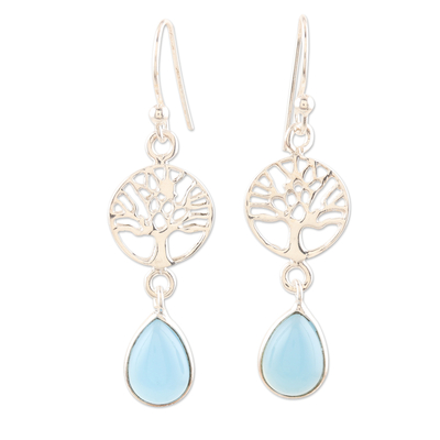 Sterling Silver and Chalcedony Dangle Earrings
