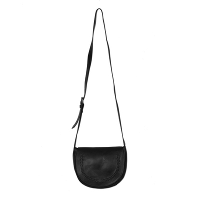 Hand Crafted Black Leather Sling Bag