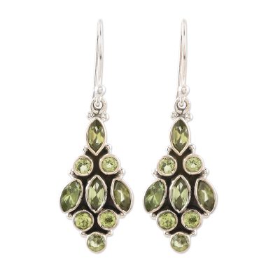 Handmade Sterling Silver and Peridot Dangle Earrings
