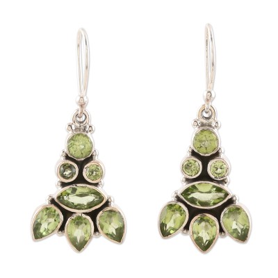 Sterling Silver and Peridot Dangle Earrings