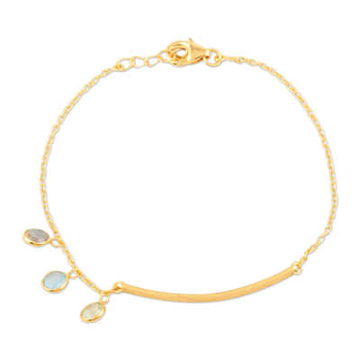 Gold-Plated Chalcedony and Blue Topaz Charm Bracelet