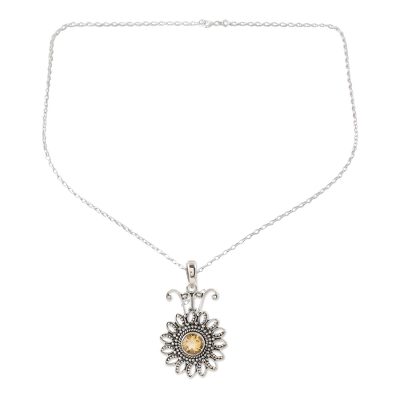 Sterling Silver and Citrine Pendant Necklace