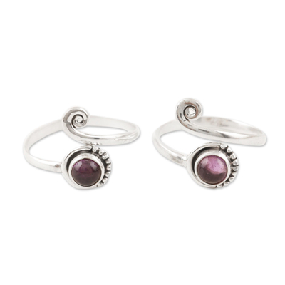 Amethyst and Sterling Silver Toe Rings (Pair)