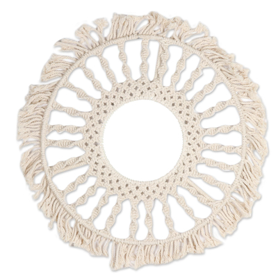 Hand Crafted Cotton Macrame Wall Mirror