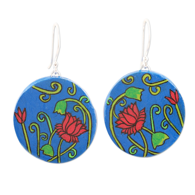 Hand Painted Floral Dangle Earrings