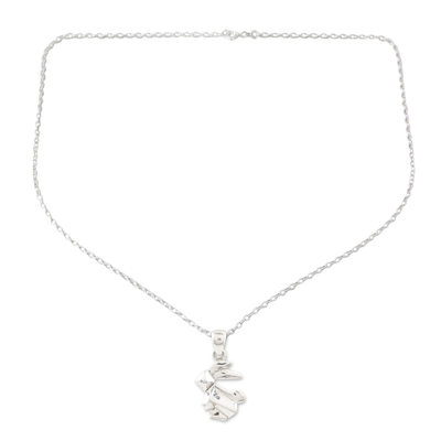 Sterling Silver Rabbit-Motif Pendant Necklace