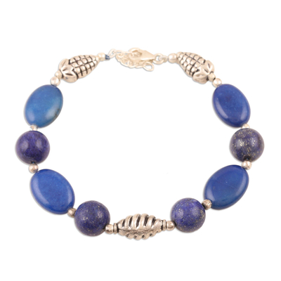 Sterling Silver and Lapis Lazuli Beaded Bracelet