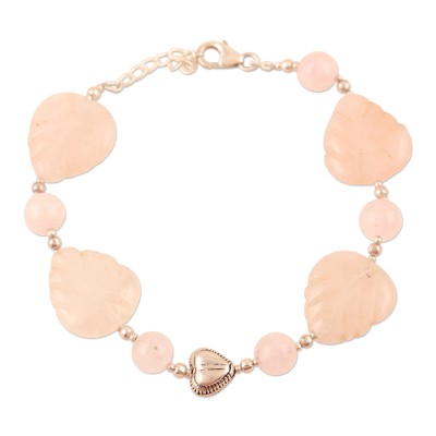 Rose Quartz and Sterling Silver Beaded Bracelet