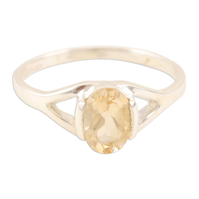 Handmade Citrine and Sterling Silver Solitaire Ring