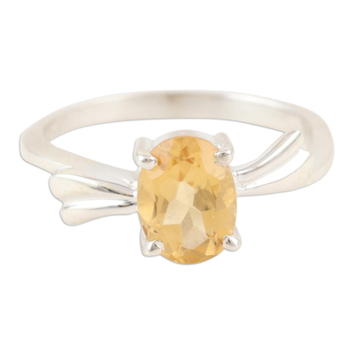 Handcrafted Citrine and Sterling Silver Solitaire Ring