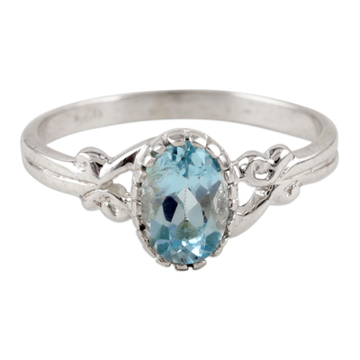 Handmade Blue Topaz and Sterling Silver Cocktail Ring