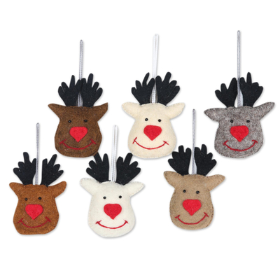 Artisan Crafted Reindeer Ornaments (Set of 6)