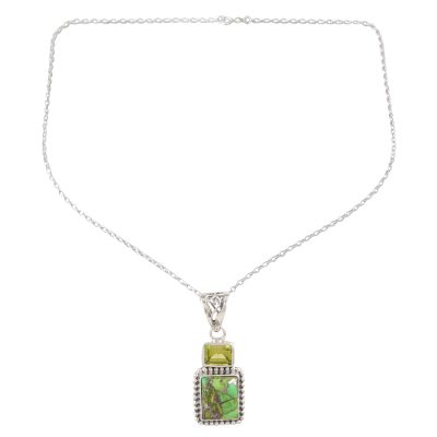 Indian Sterling Silver and Peridot Pendant Necklace