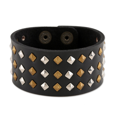 Studded Leather Cuff Bracelet from India