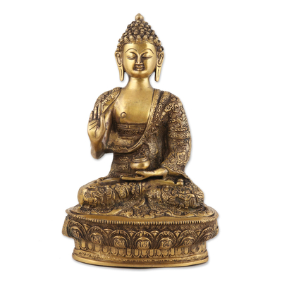 Brass Buddha Sculpture with Antiqued Finish